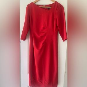 Donna Karan red dress, 3/4 sleeves. Very flattering!